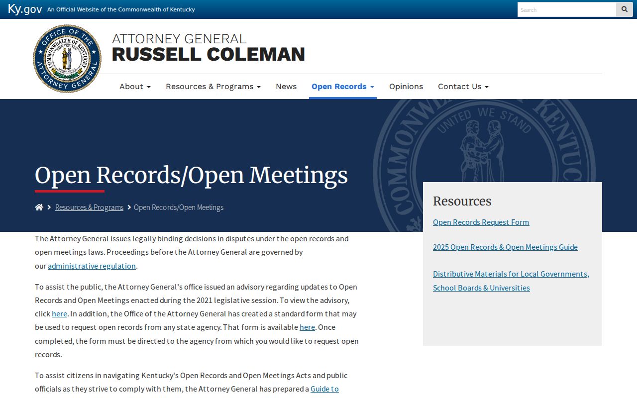 Kentucky open-records resources for Breathitt County arrest reports