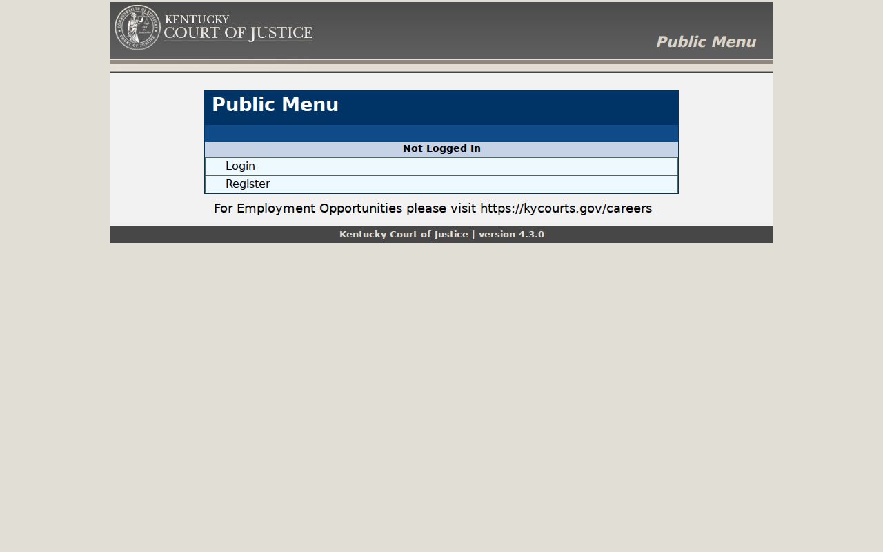 Breathitt County criminal court case report menu from Kentucky AOC