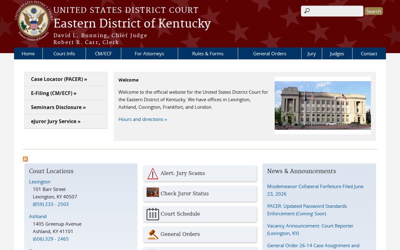 Eastern District federal criminal court cases affecting Breathitt County