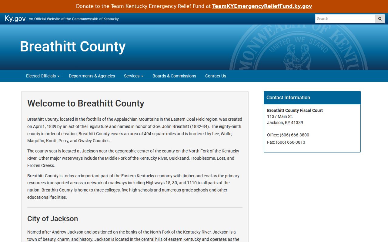 Breathitt County criminal records county homepage