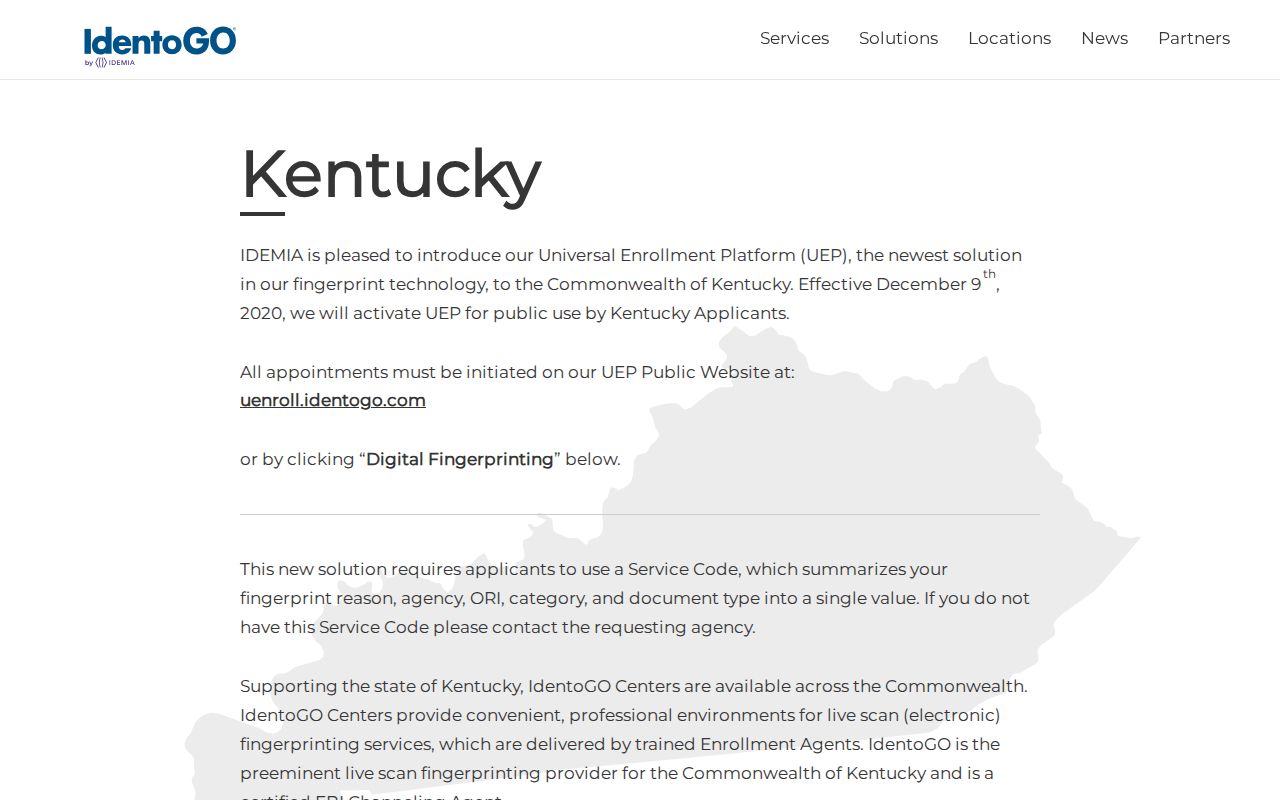 Breathitt County criminal history IdentoGO location search