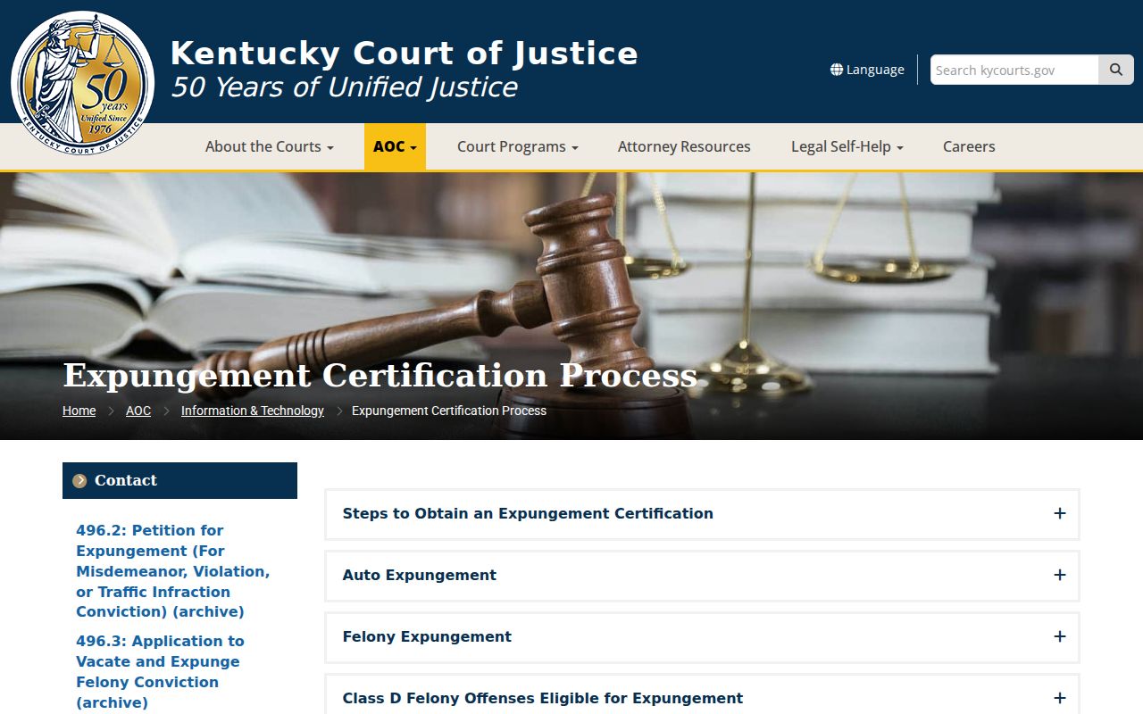 Breathitt County criminal record expungement process