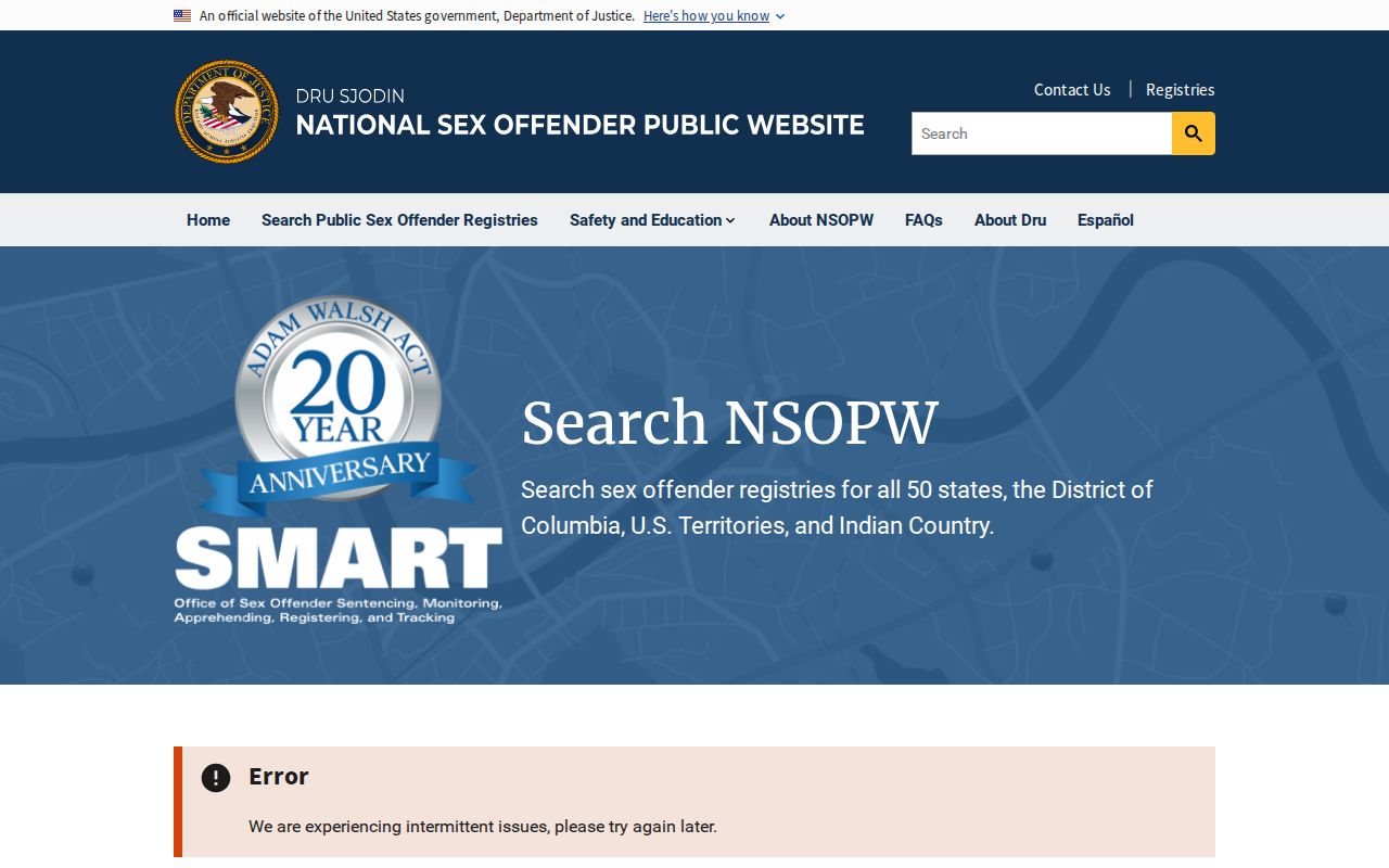 Breathitt County sex offender check using the national NSOPW search
